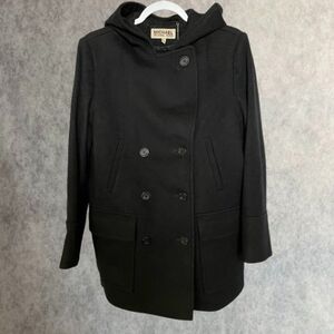 MICHAEL Michael Kors Wool Coat Women's Size 8 Black Double Breasted Hooded READ